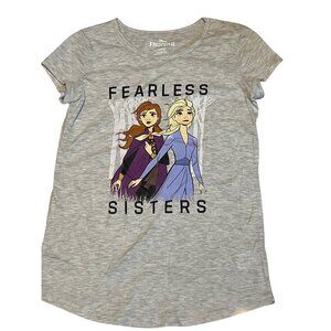 Disney Frozen II Fearless Sisters Girls T-Shirt Size L 14/16 Gray Short Sleeve
